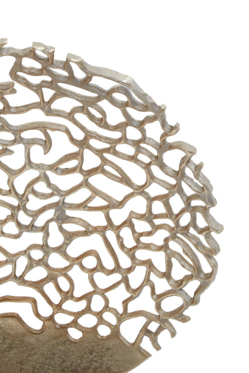 Orsina Daito Round Sculpture – Modern Black and Gold Geometric Art