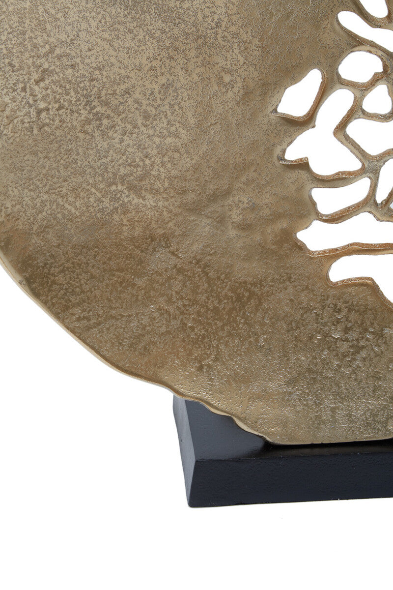 Orsina Daito Round Sculpture – Modern Black and Gold Geometric Art
