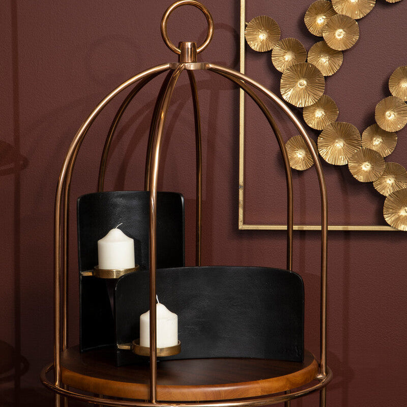 Orsina Daito Candle Holder – Modern Black and Gold Finish Decor