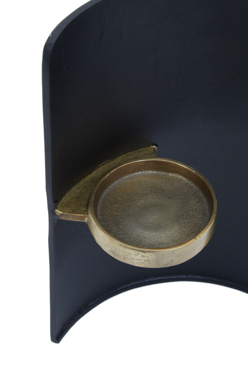 Orsina Daito Candle Holder – Modern Black and Gold Finish Decor