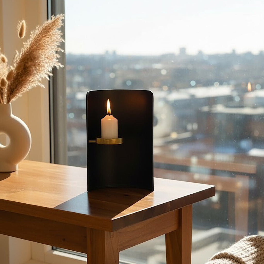 Orsina Daito Candle Holder – Modern Black and Gold Finish Decor