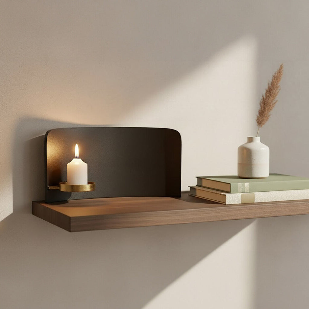 Orsina Daito Candle Holder – Black and Gold Sculptural Aluminium