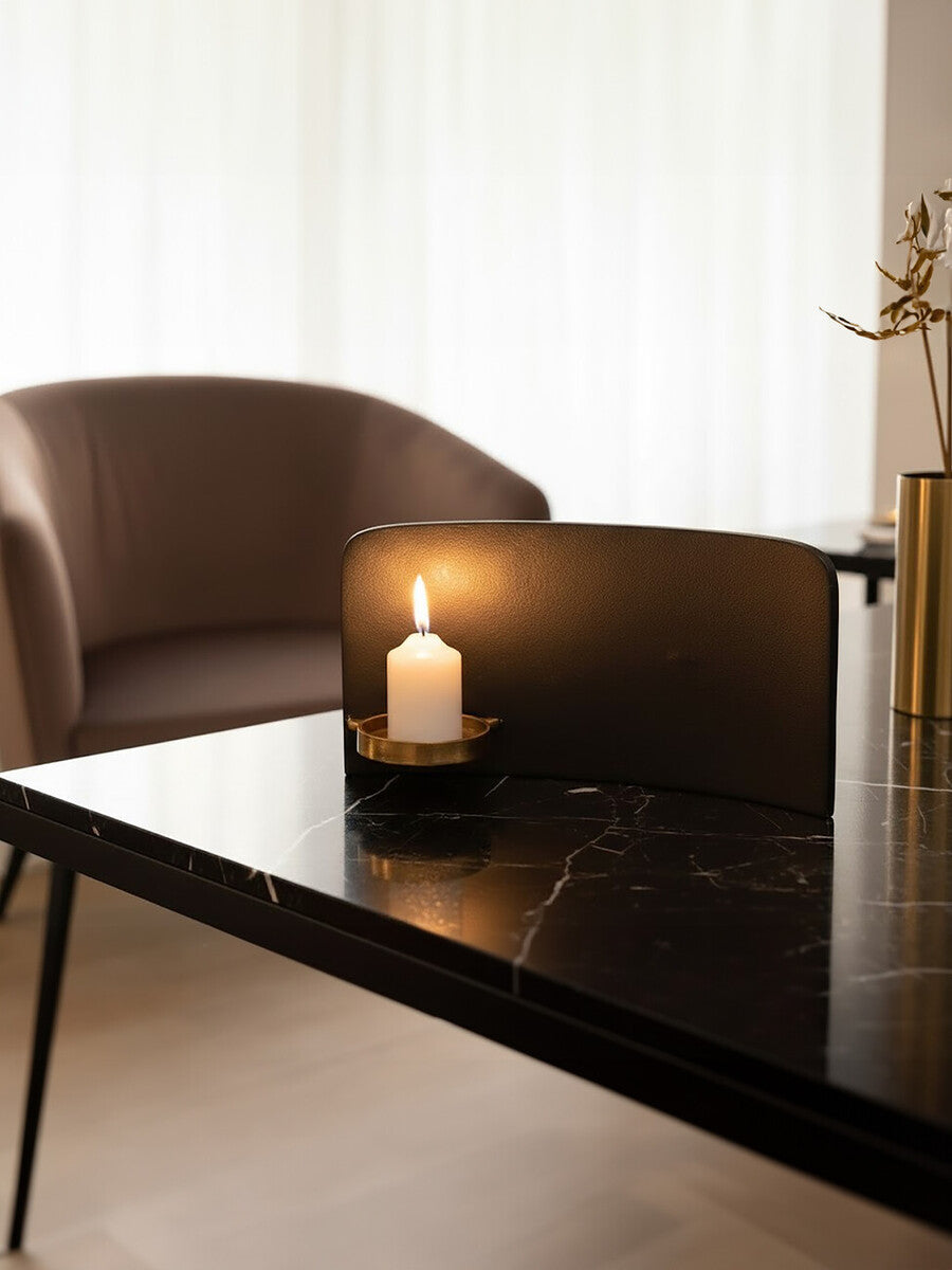 Orsina Daito Candle Holder – Black and Gold Sculptural Aluminium