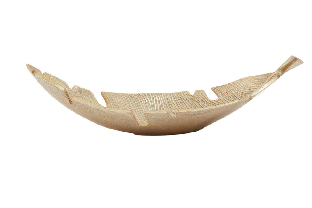 Orsina Prato Gold Curved Leaf Dish – Metallic Botanical Table Centerpiece