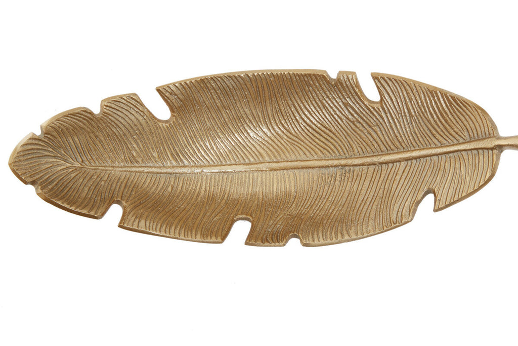 Orsina Prato Gold Curved Leaf Dish – Metallic Botanical Table Centerpiece