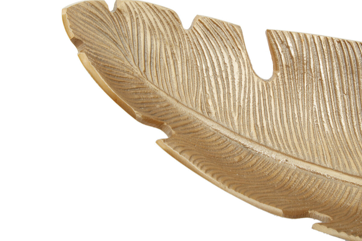 Orsina Prato Gold Curved Leaf Dish – Metallic Botanical Table Centerpiece