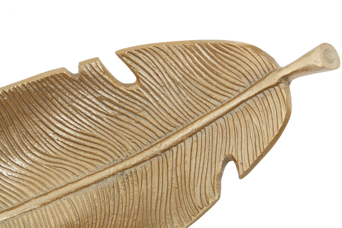 Orsina Prato Gold Curved Leaf Dish – Metallic Botanical Table Centerpiece