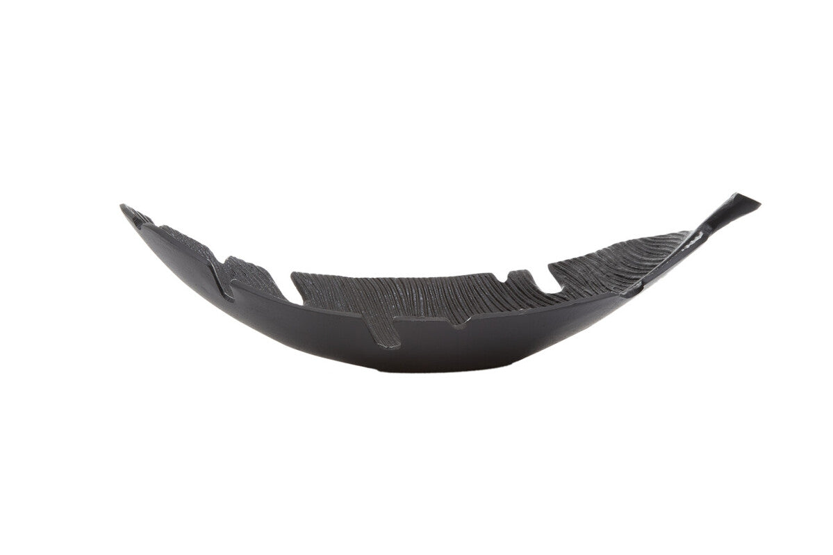 Orsina Prato Black Curved Leaf Dish – Modern Sculptural Decorative Tray
