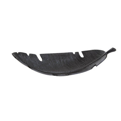 Orsina Prato Black Curved Leaf Dish – Modern Sculptural Decorative Tray