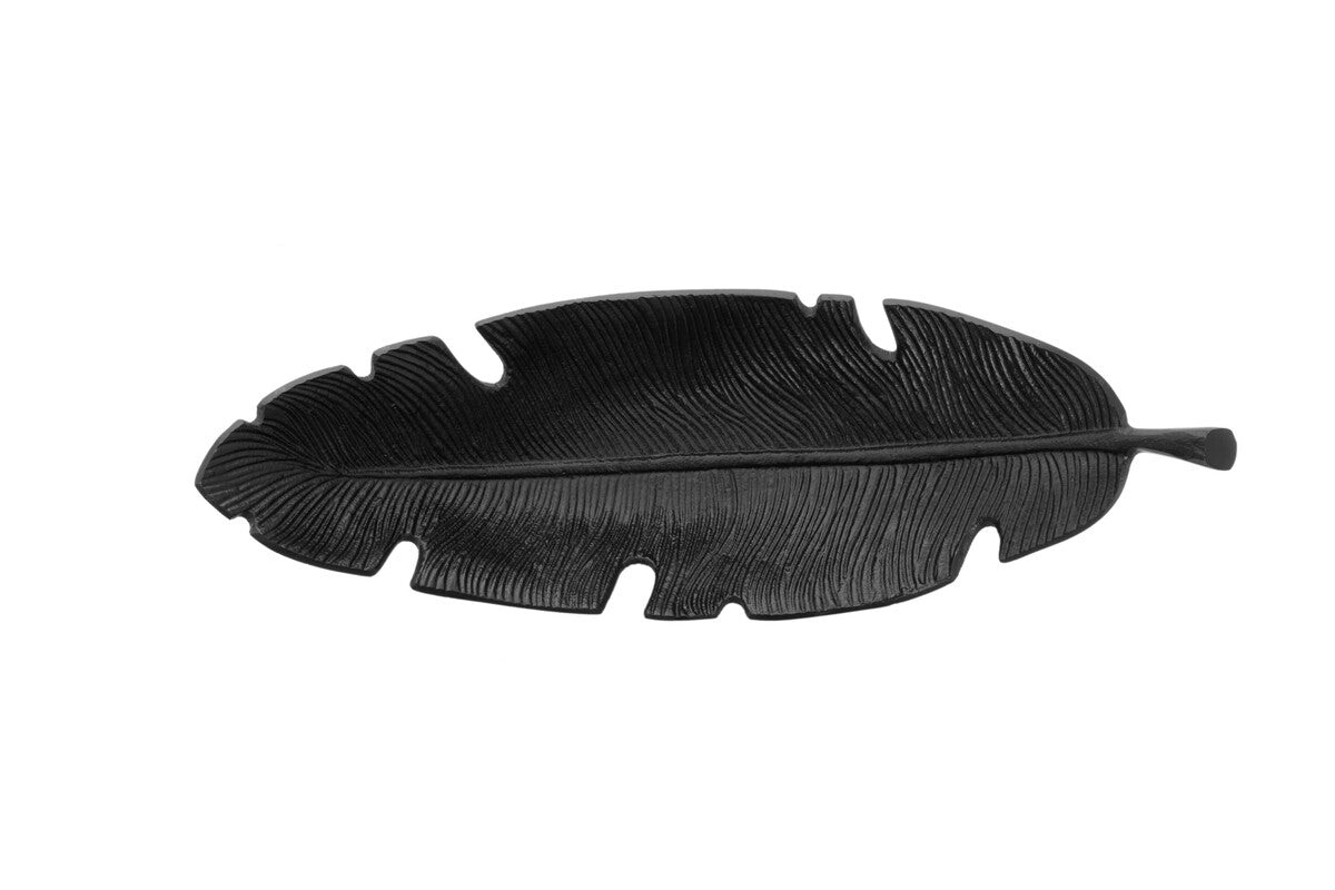 Orsina Prato Black Curved Leaf Dish – Modern Sculptural Decorative Tray