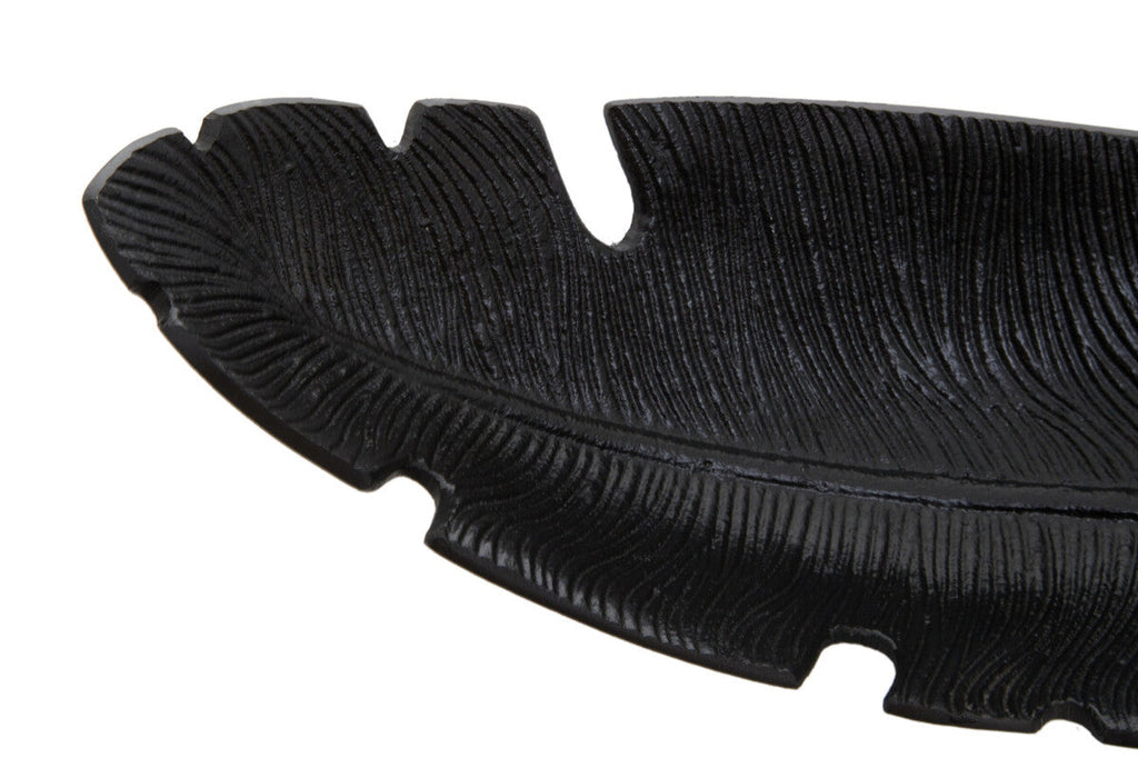 Orsina Prato Black Curved Leaf Dish – Modern Sculptural Decorative Tray
