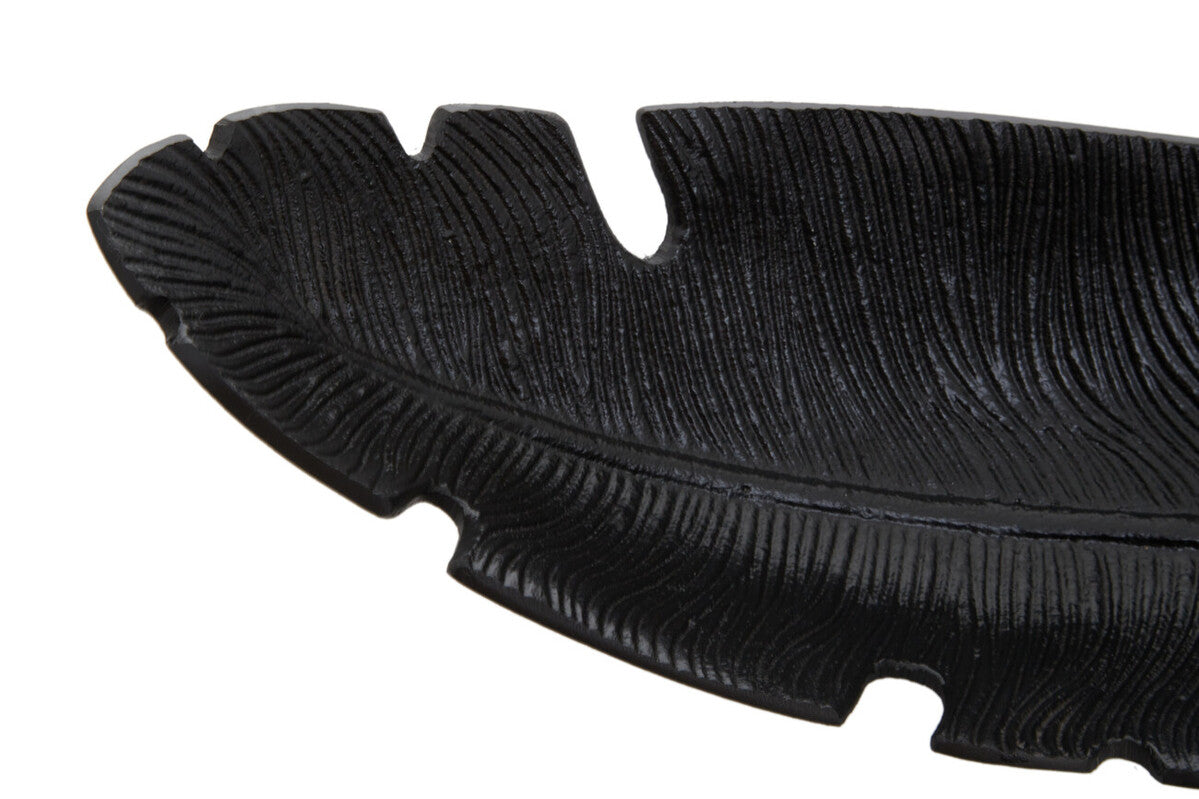 Orsina Prato Black Curved Leaf Dish – Modern Sculptural Decorative Tray