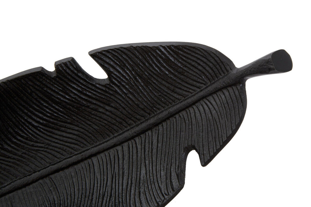 Orsina Prato Black Curved Leaf Dish – Modern Sculptural Decorative Tray