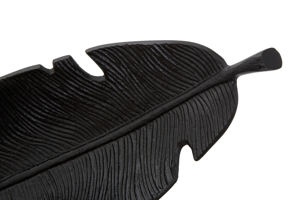 Orsina Prato Black Curved Leaf Dish – Modern Sculptural Decorative Tray