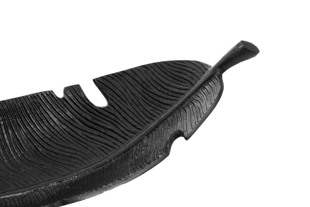 Orsina Prato Black Curved Leaf Dish – Modern Sculptural Decorative Tray