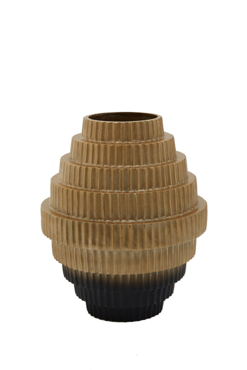 Orsina Deomali Large Ombre Vase – Gold and Black Metallic Decor
