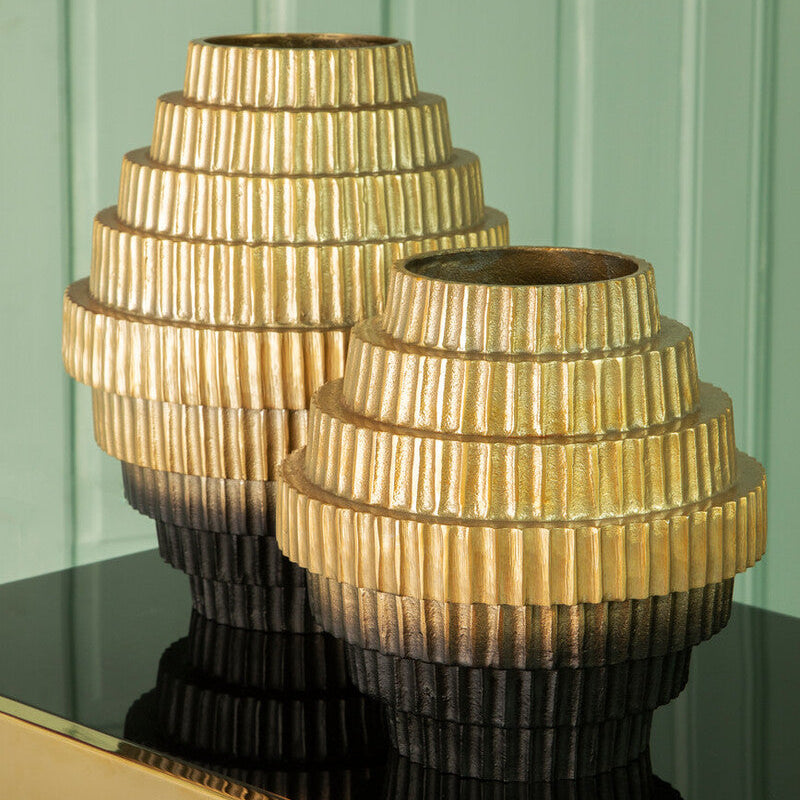 Orsina Deomali Large Ombre Vase – Gold and Black Metallic Decor