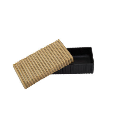 Orsina Deomali Small Gold and Black Ribbed Metal Trinket Box