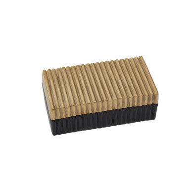 Orsina Deomali Small Gold and Black Ribbed Metal Trinket Box