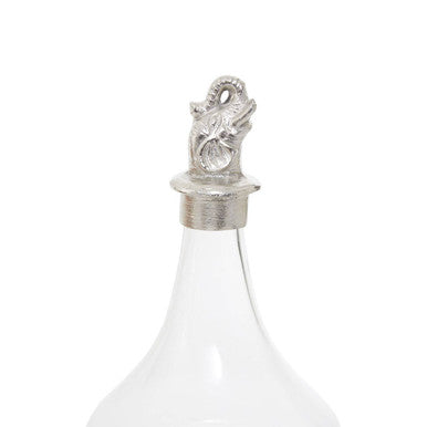 Orsina Yala Elephant Glass Decanter | 1 Litre Silver Stopper Carafe