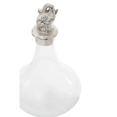 Orsina Yala Elephant Glass Decanter | 1 Litre Silver Stopper Carafe