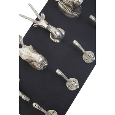 Orsina Safari Animal 5 Hook Wall Hanger – Silver Metal Coat Rack