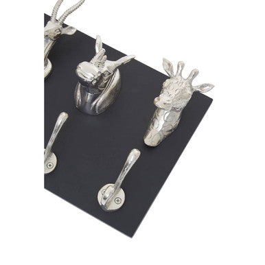 Orsina Safari Animal 5 Hook Wall Hanger – Silver Metal Coat Rack