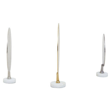 Orsina Elias Hammered Metal Disc Sculptures with Marble Base – Set of 3