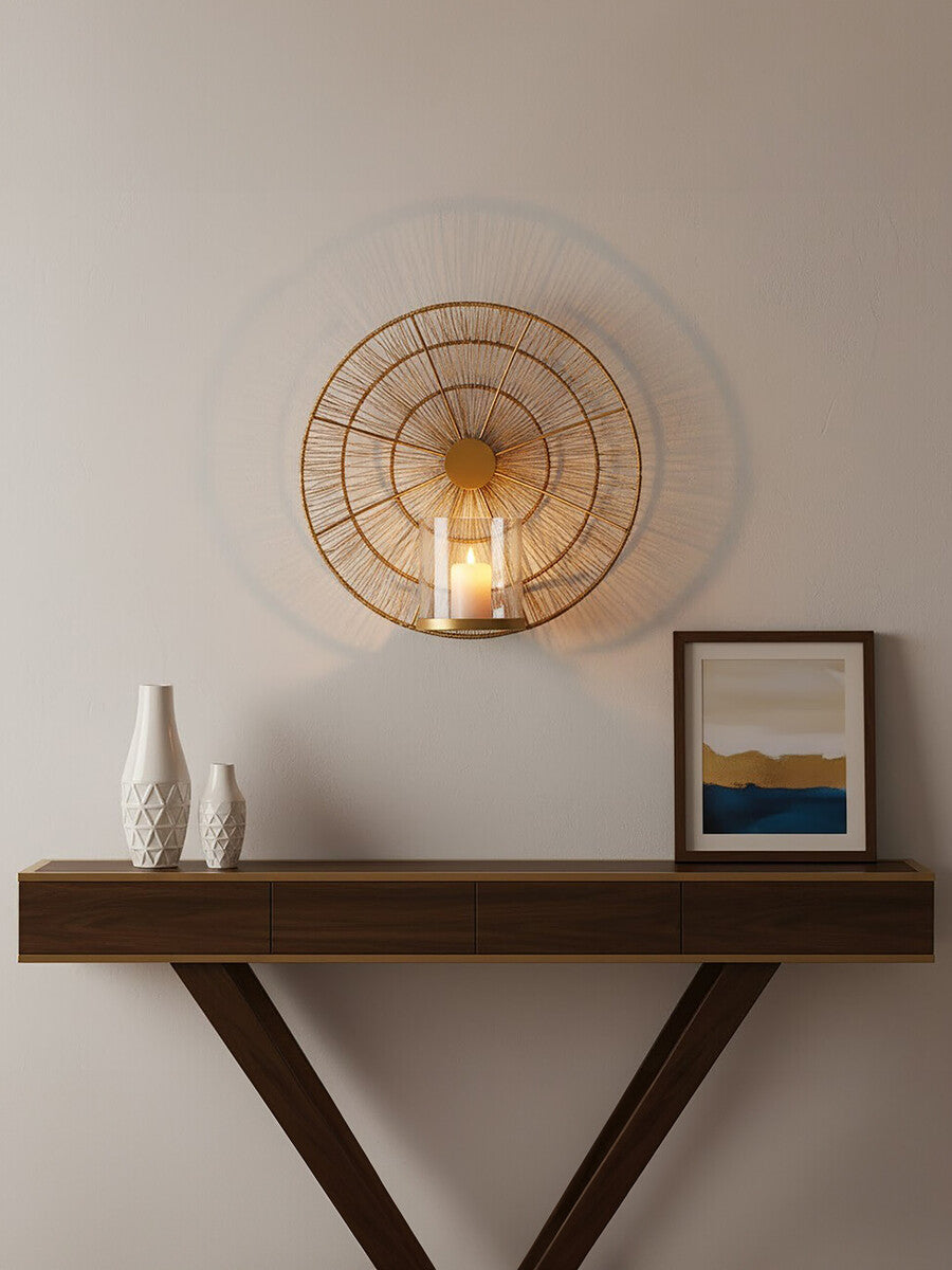 Orsina Enzo Gold Wire Wall Sconce – Modern Geometric Candle Holder