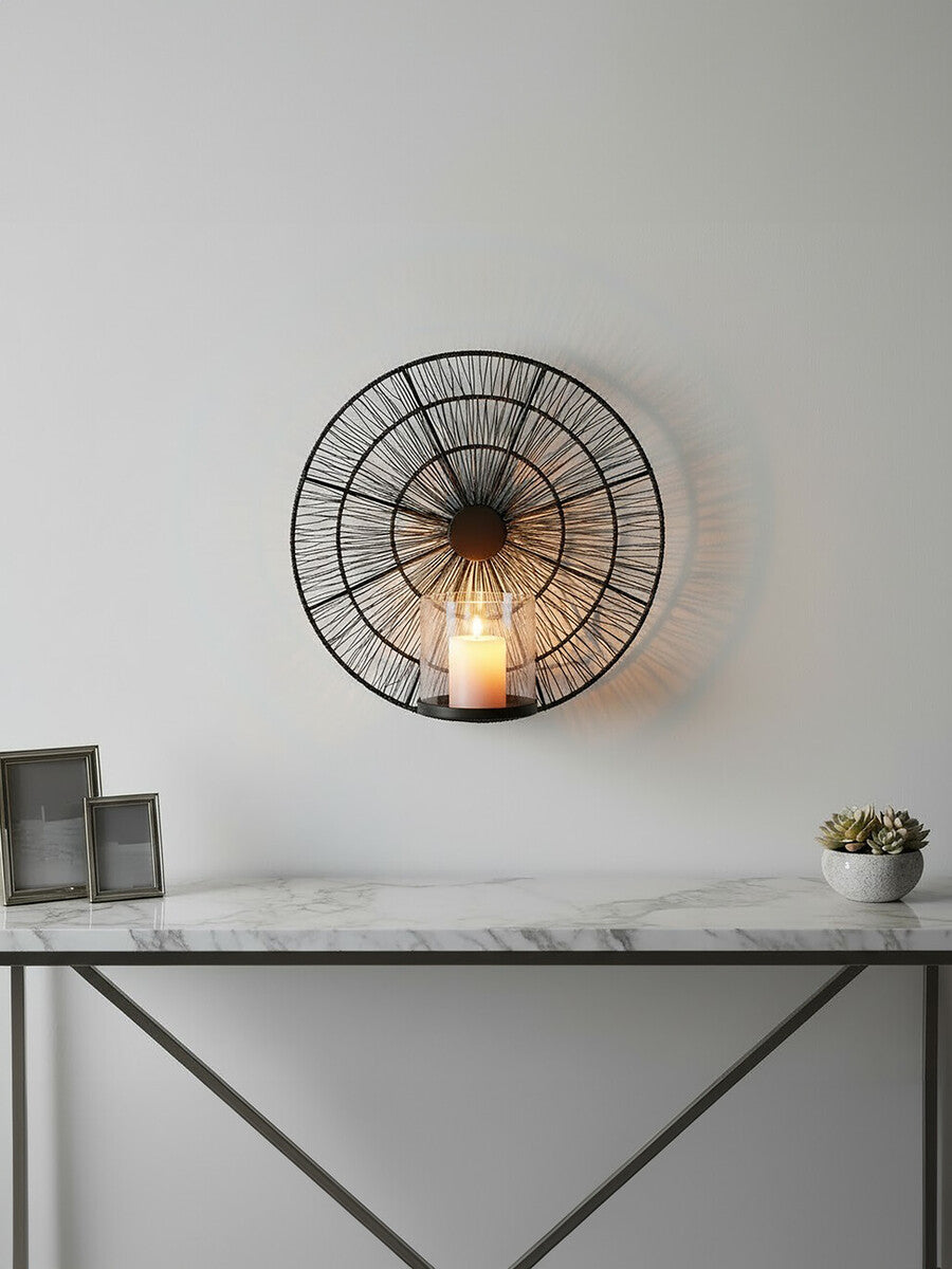 Orsina Enzo Black Wire Wall Sconce – Modern Metal Candle Holder