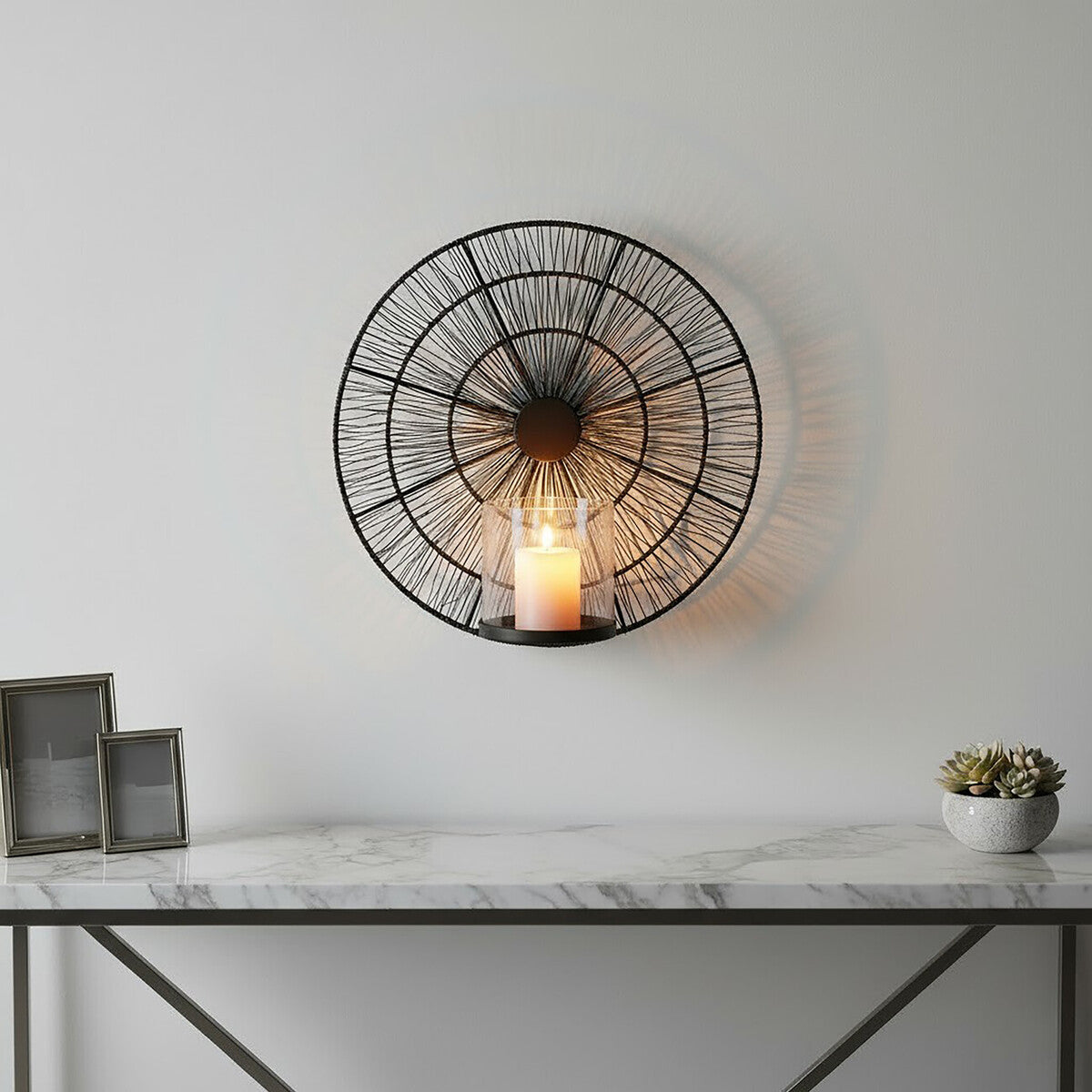 Orsina Enzo Black Wire Wall Sconce – Modern Metal Candle Holder