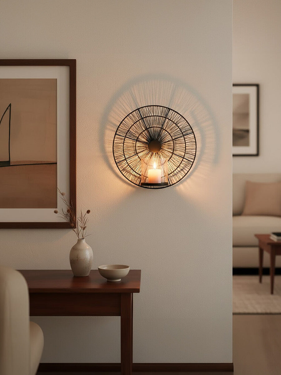 Orsina Enzo Black Wire Wall Sconce – Modern Metal Candle Holder