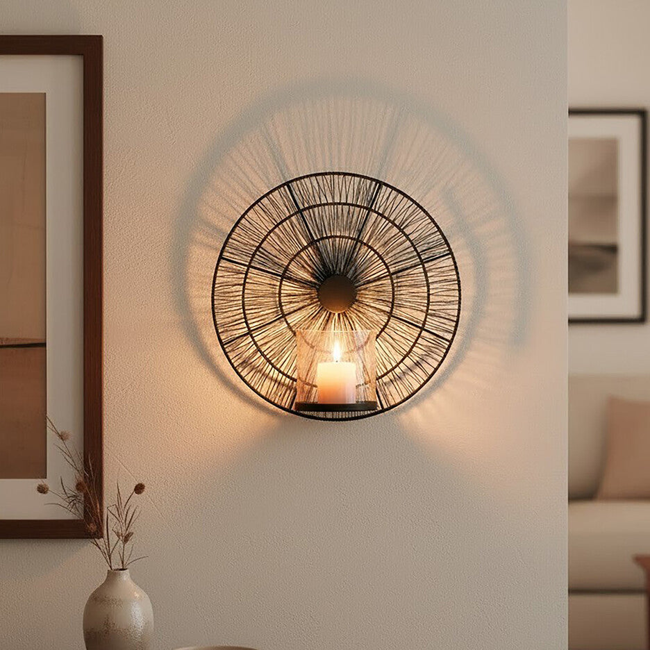 Orsina Enzo Black Wire Wall Sconce – Modern Metal Candle Holder