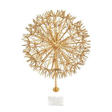 Orsina Evra Gold Dandelion Sculpture | White Marble Base Home Decor