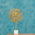 Orsina Evra Gold Dandelion Sculpture | White Marble Base Home Decor