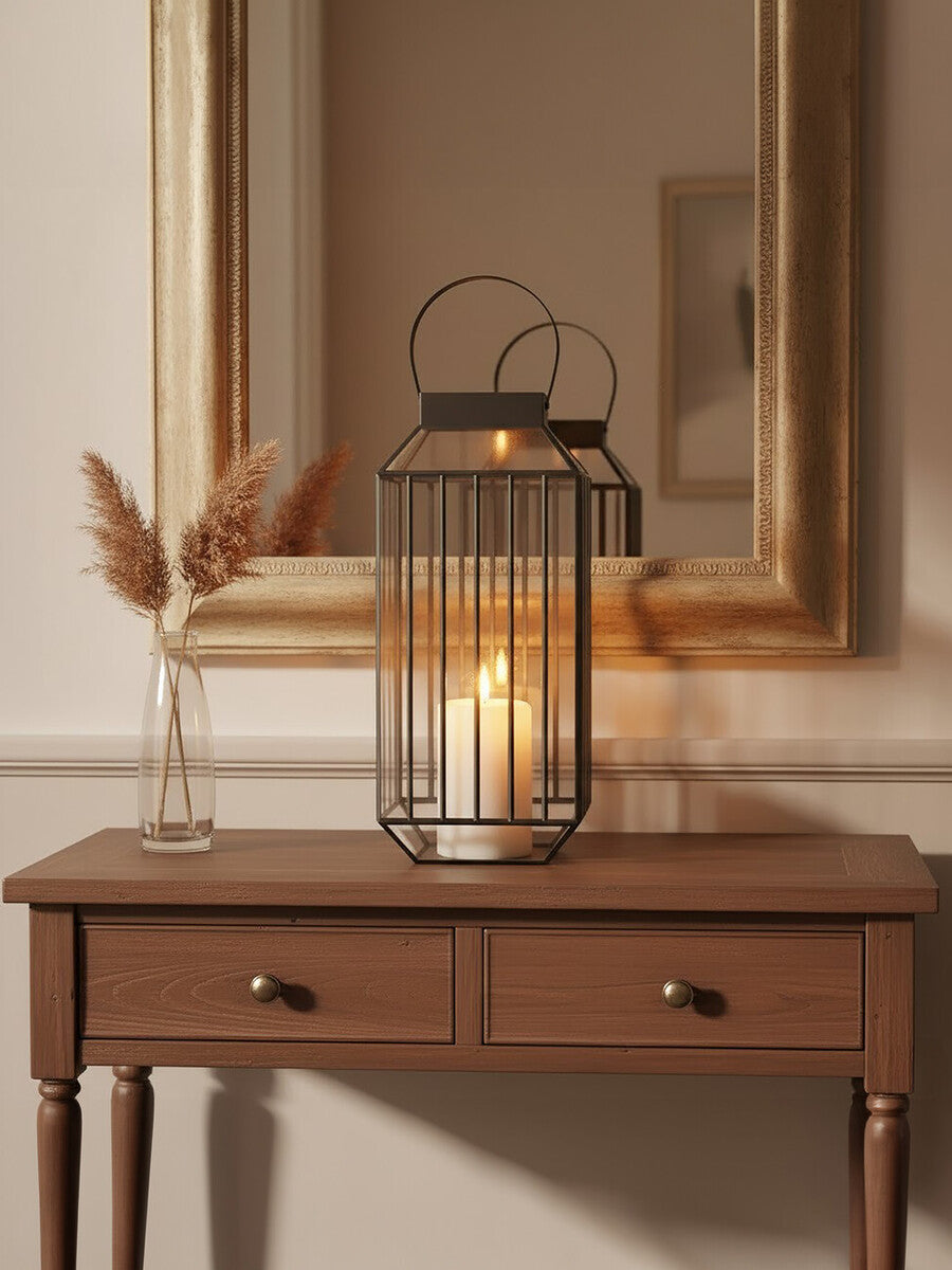 Orsina Preston Large Lantern – Antique Black Caged Candle Holder