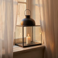 Orsina Preston Small Antique Black Lantern | Matte Metal Candle Holder