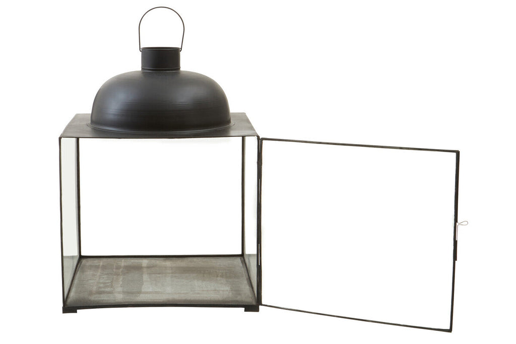 Orsina Preston Large Black Square Lantern | Glass & Metal Geometric Decor