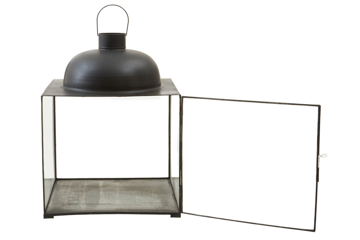 Orsina Preston Large Black Square Lantern | Glass & Metal Geometric Decor