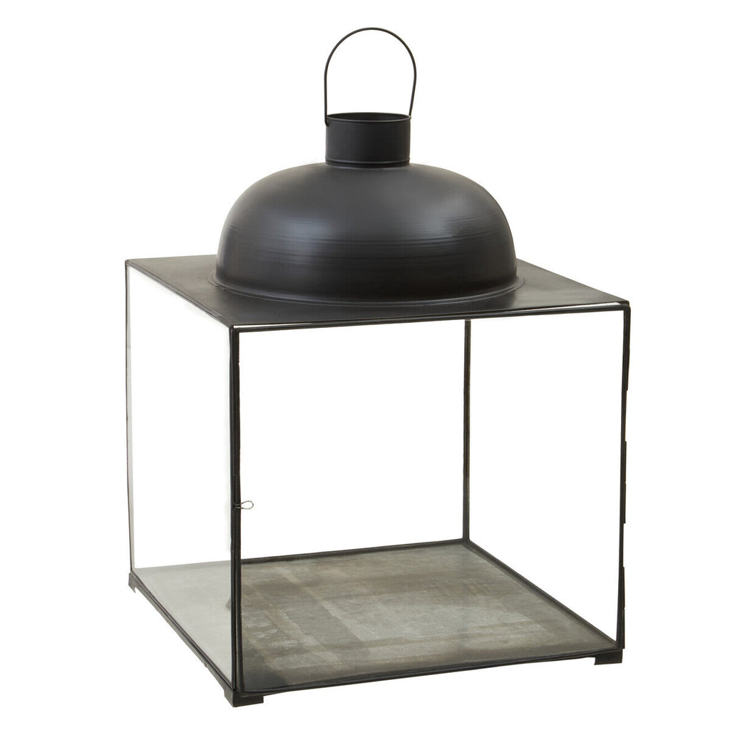 Orsina Preston Large Black Square Lantern | Glass & Metal Geometric Decor