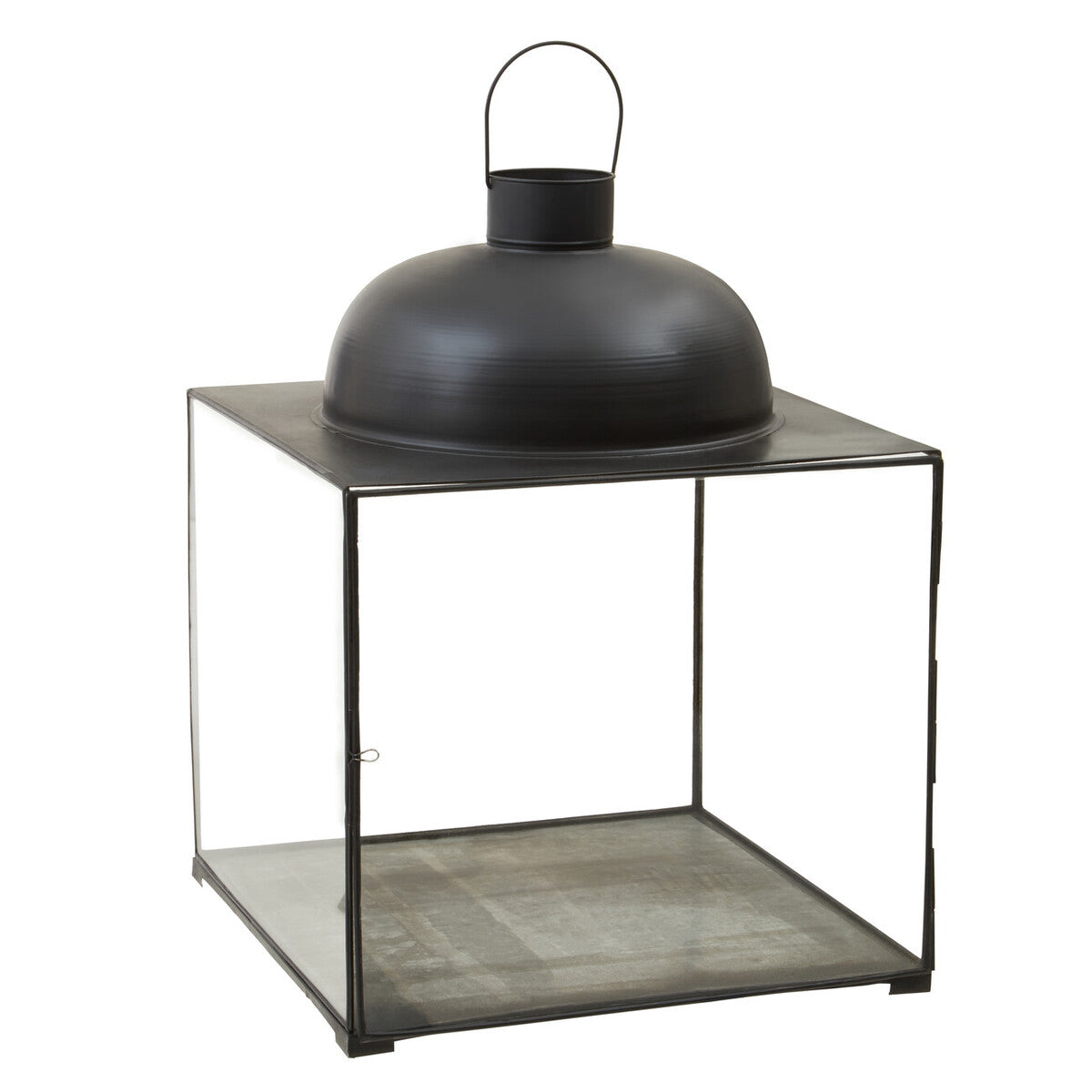 Orsina Preston Large Black Square Lantern | Glass & Metal Geometric Decor