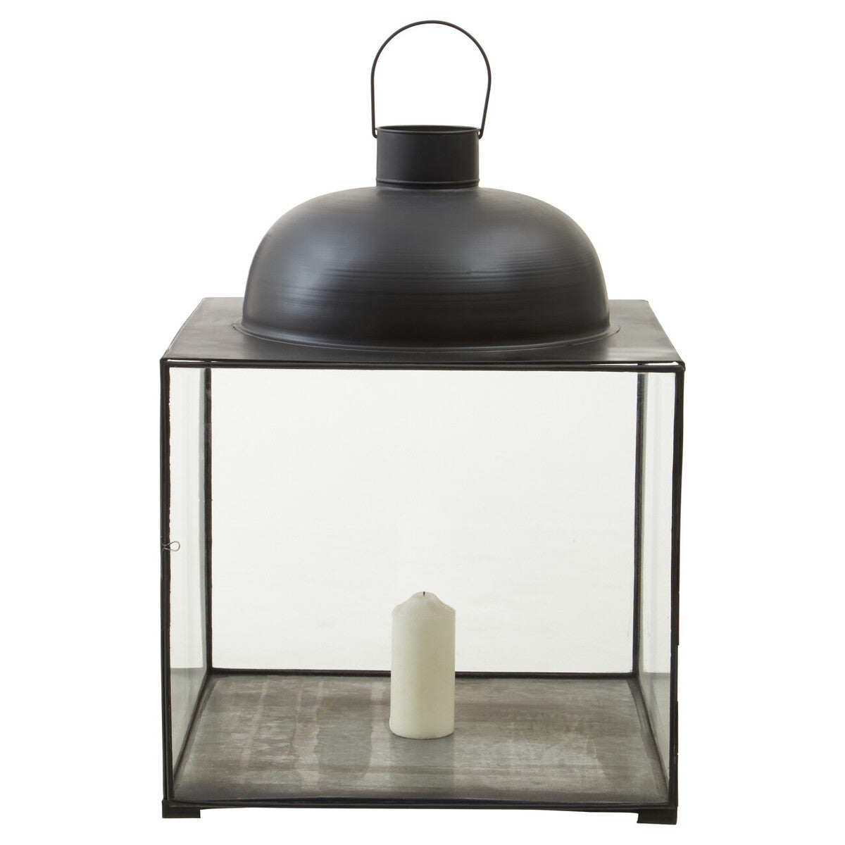 Orsina Preston Large Black Square Lantern | Glass & Metal Geometric Decor