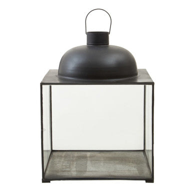 Orsina Preston Large Black Square Lantern | Glass & Metal Geometric Decor