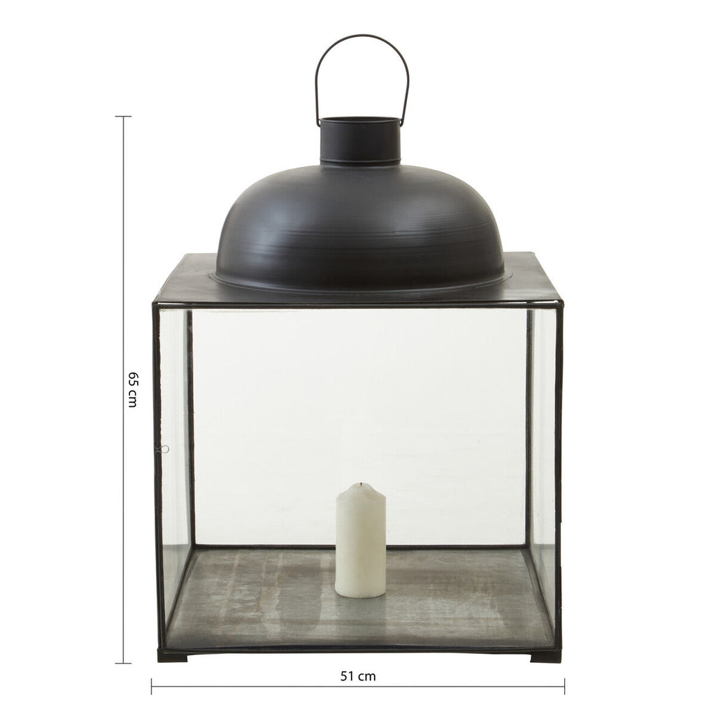 Orsina Preston Large Black Square Lantern | Glass & Metal Geometric Decor