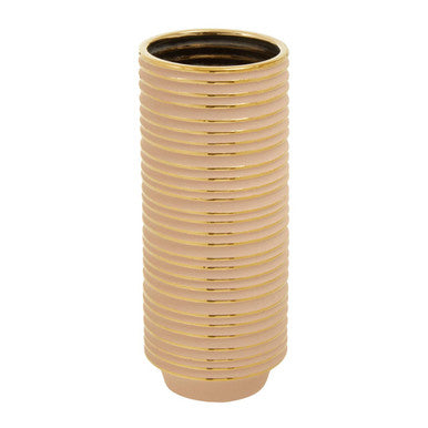 Orsina Haldis Large Blush Pink and Gold Ceramic Vase | 12" Tall
