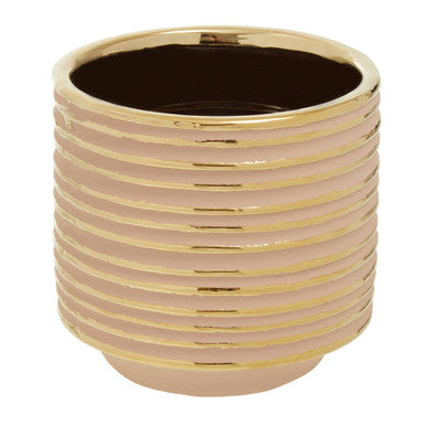 Orsina Haldis Small Ceramic Planter | Blush Pink and Gold Succulent Pot