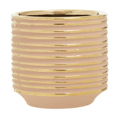 Orsina Haldis Small Ceramic Planter | Blush Pink and Gold Succulent Pot
