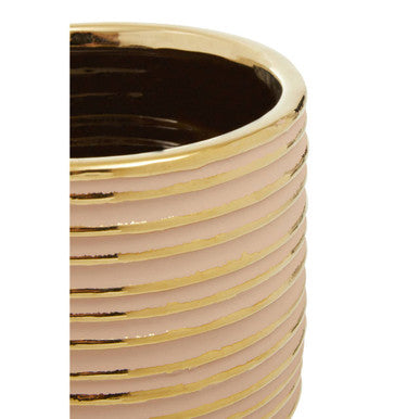 Orsina Haldis Small Ceramic Planter | Blush Pink and Gold Succulent Pot