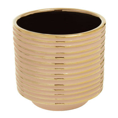 Orsina Haldis Large Ceramic Planter – Blush Pink and Gold Indoor Pot
