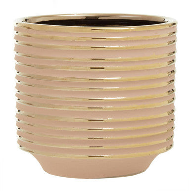 Orsina Haldis Large Ceramic Planter – Blush Pink and Gold Indoor Pot